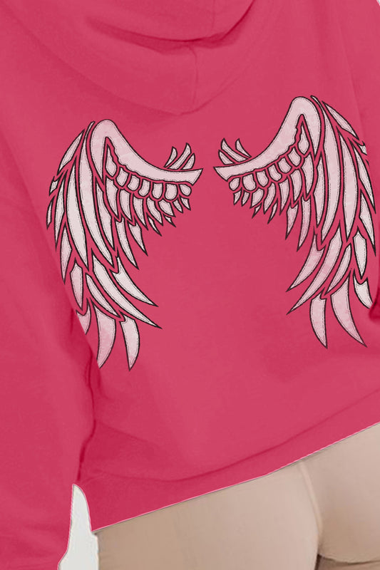 Simply Love Full Size Angel Wings Graphic Hoodie  - Doll Fits
