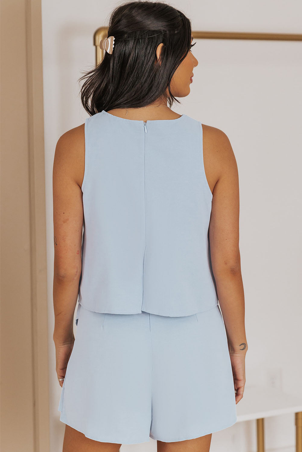 Layered Sleeveless Round Neck Romper  Jumpsuits & Rompers- Doll Fits
