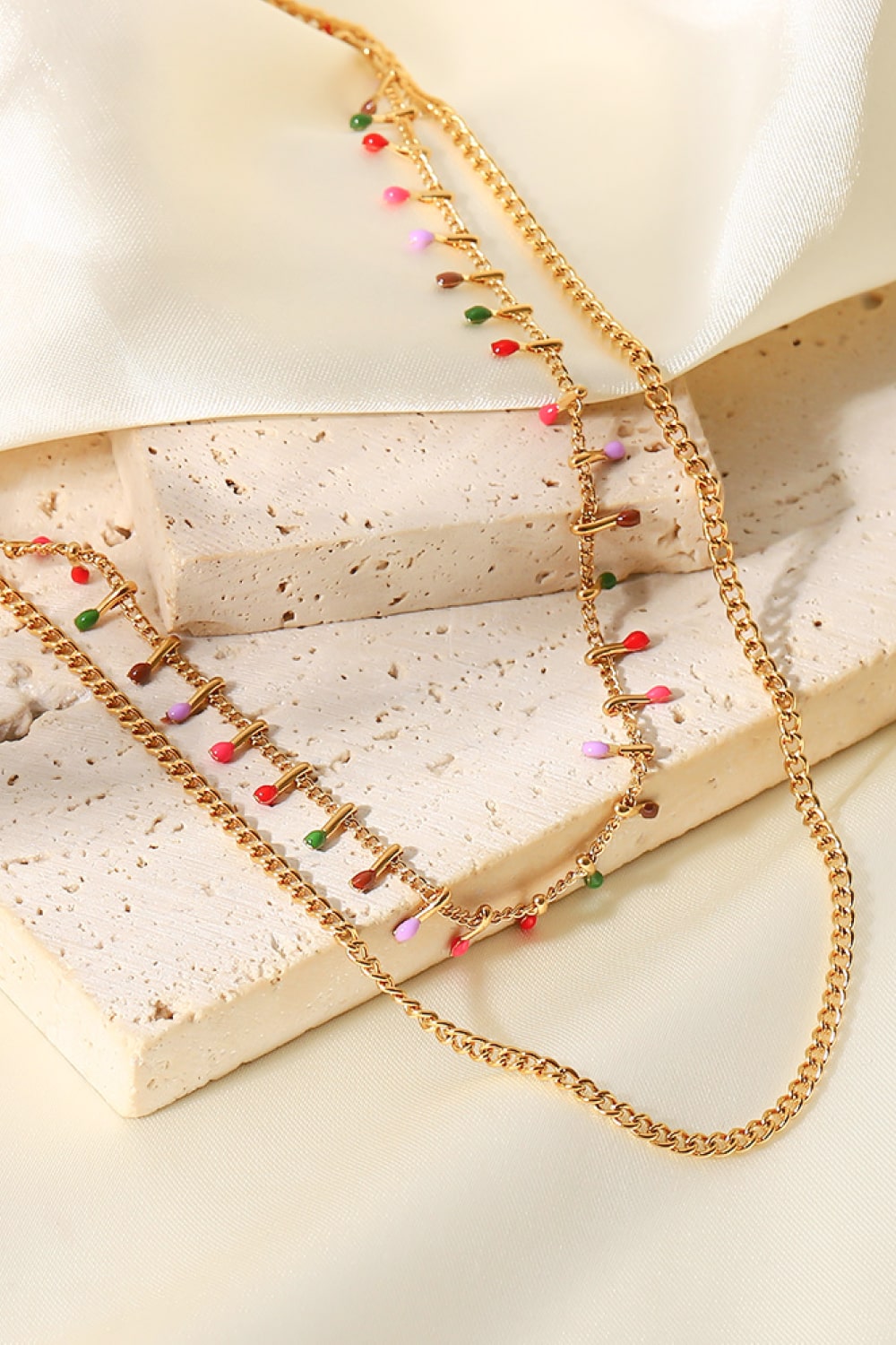 18K Gold-Plated Double-Layered Stainless Steel Necklace  Necklaces- Doll Fits