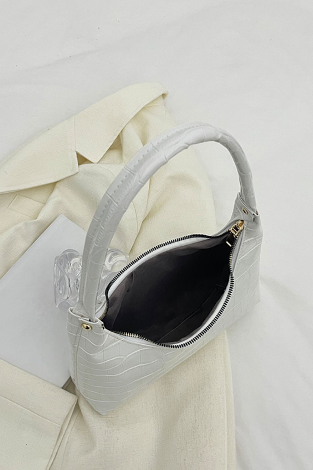 Textured PU Leather Shoulder Bag  - Doll Fits