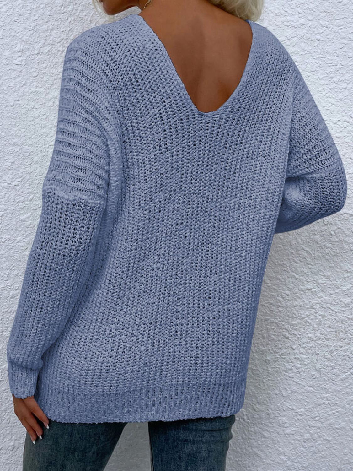 Rib-Knit V-Neck Tunic Sweater  Shirts & Tops- Doll Fits