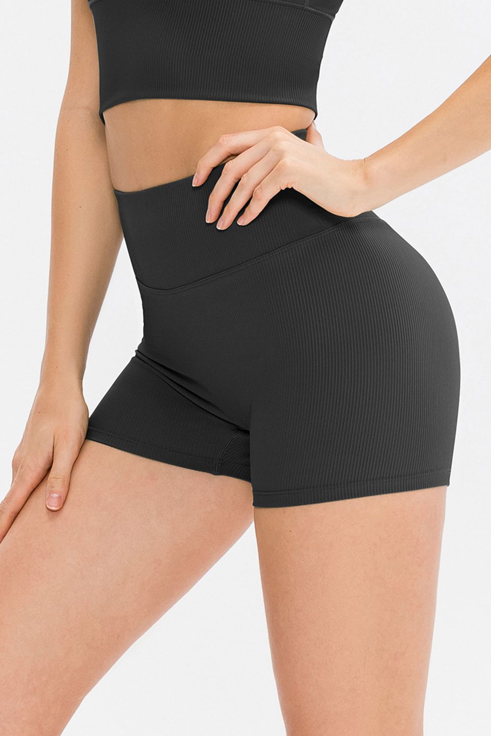 Slim Fit Wide Waistband Sports Shorts  Activewear- Doll Fits