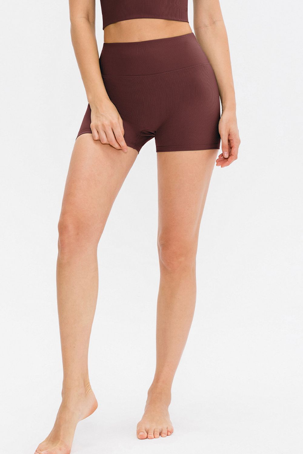 Slim Fit Wide Waistband Sports Shorts  Activewear- Doll Fits