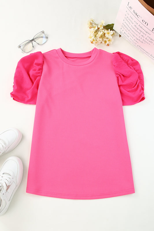 Round Neck Puff Sleeve Top  Shirts & Tops- Doll Fits