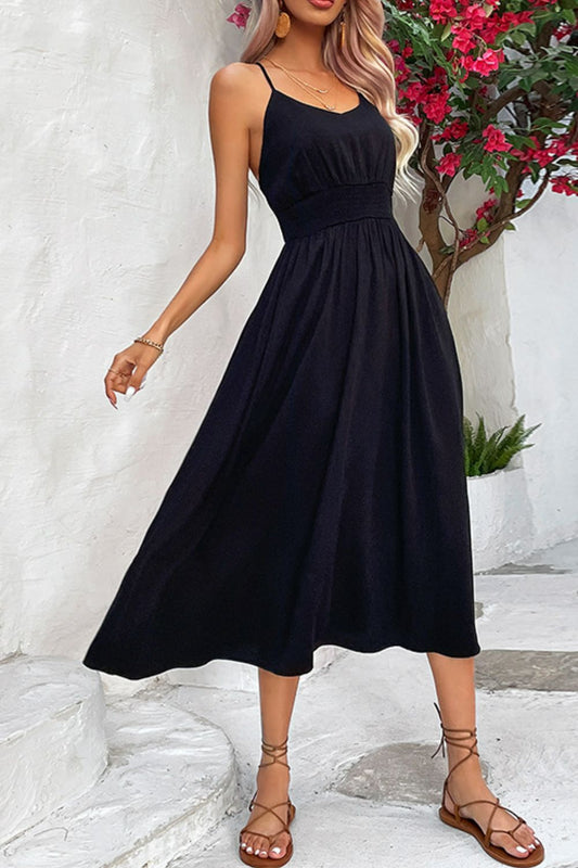 Spaghetti Strap Scoop Neck Midi Dress  Dresses- Doll Fits