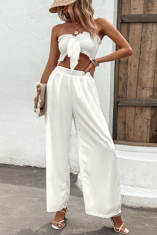 Smocked Tube Top and Wide Leg Pants Set  Outfit Sets- Doll Fits