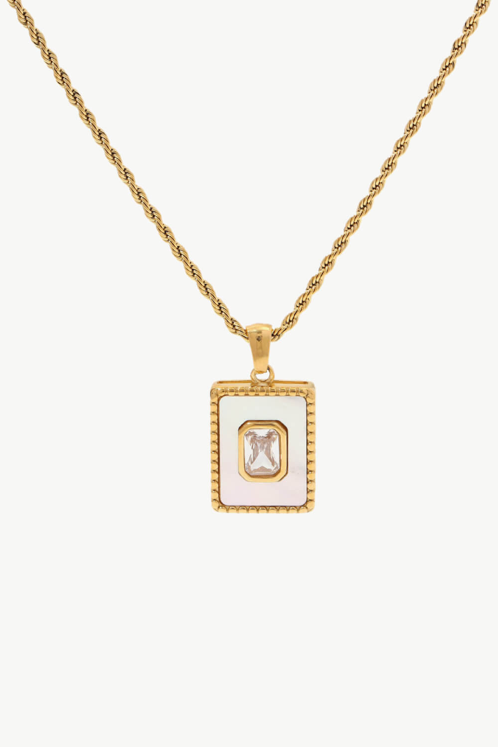 Square Pendant Twisted Chain Necklace  Necklaces- Doll Fits