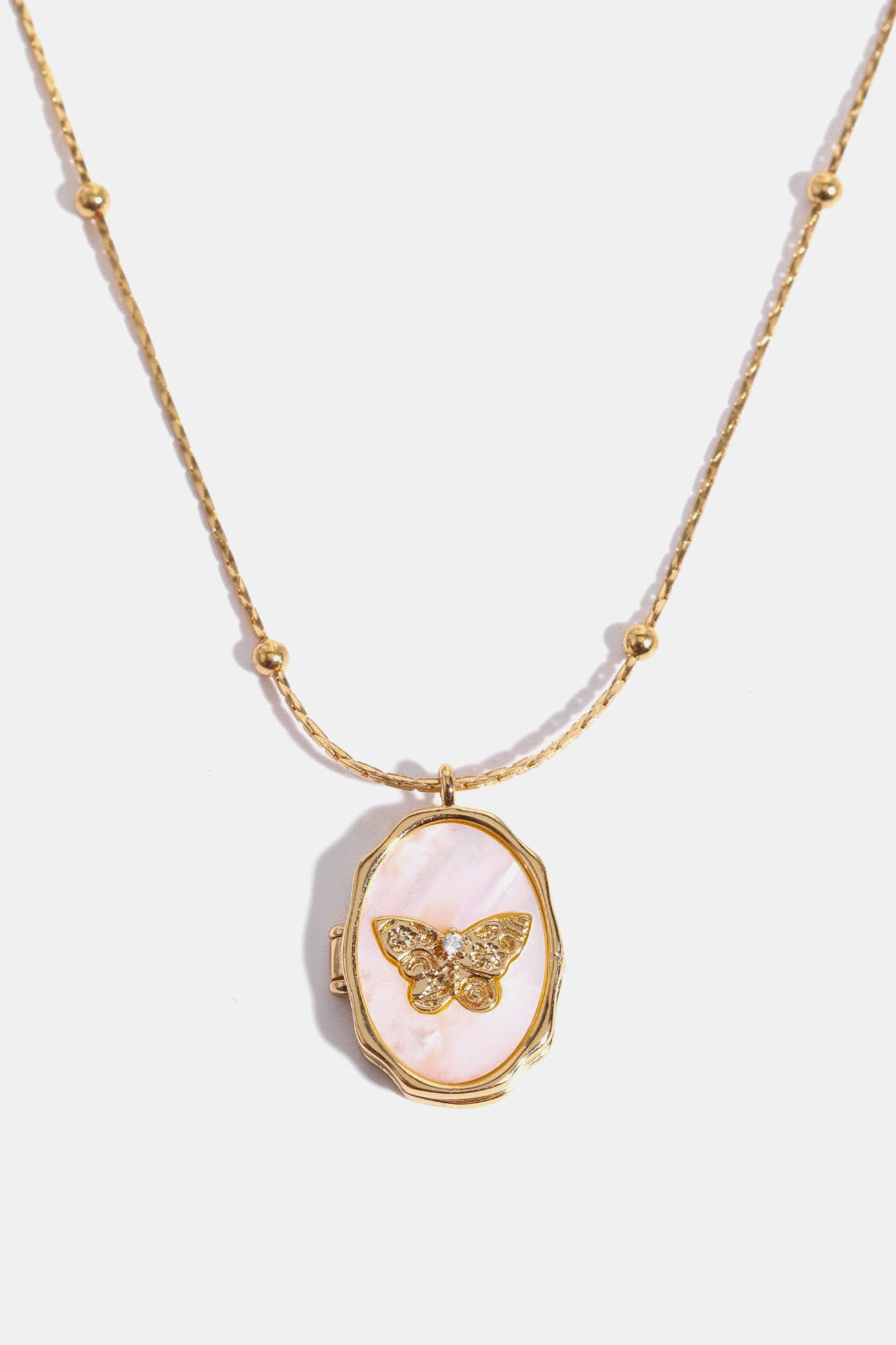 Butterfly Shell Pendant Copper Necklace  Necklaces- Doll Fits