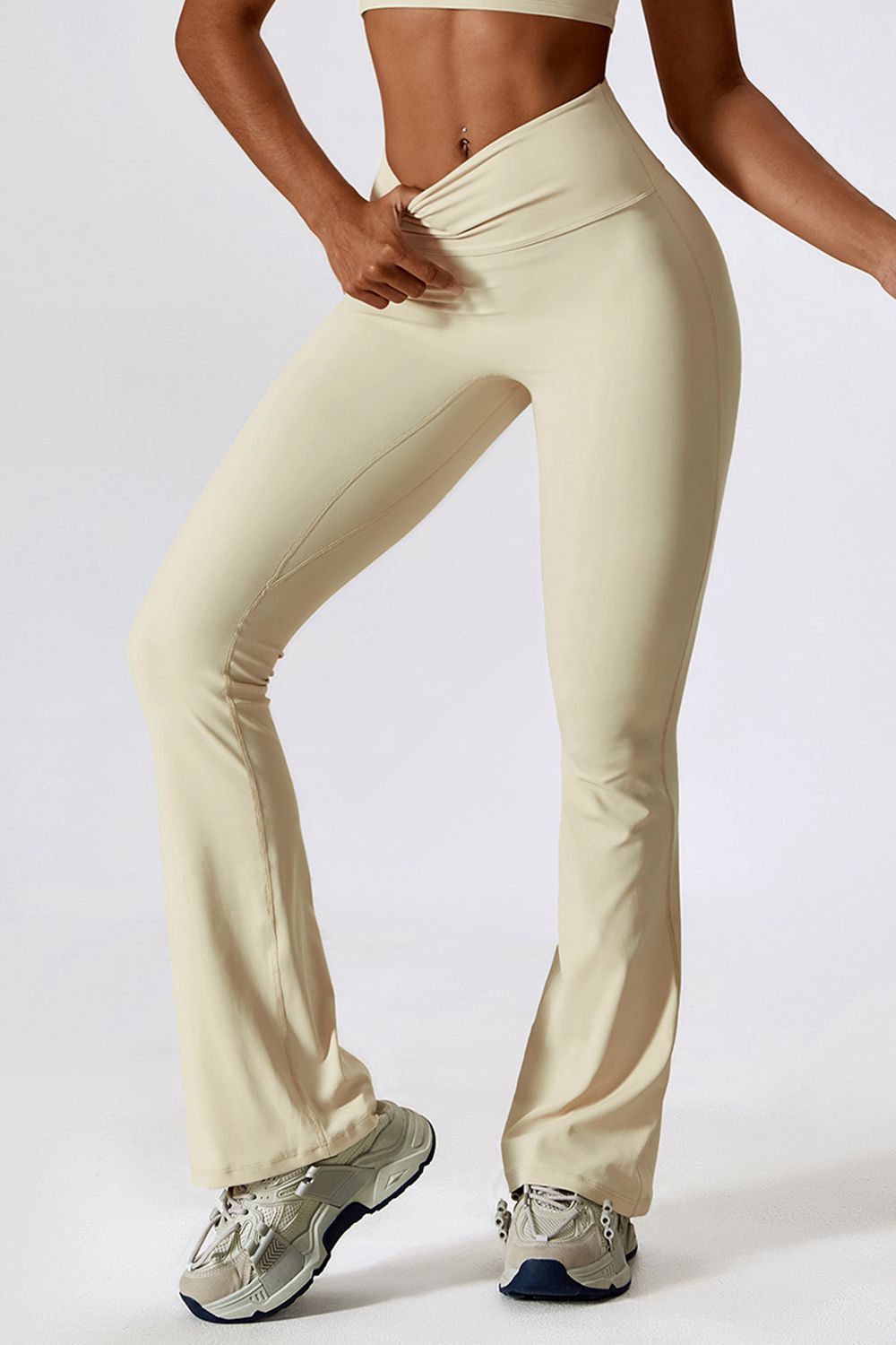 Wide Waistband Slim Fit Wide Leg Sports Leggings  - Doll Fits