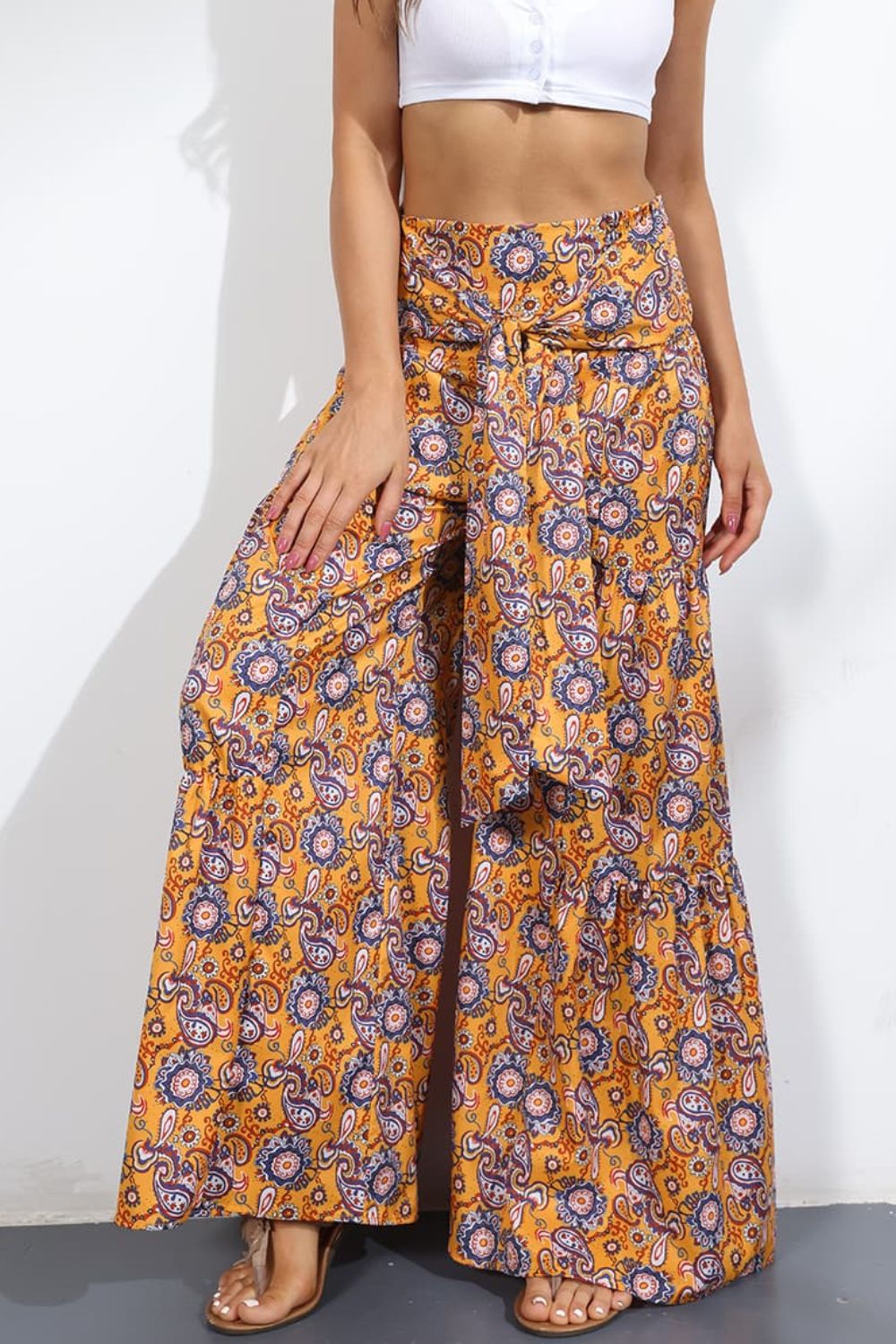 Printed High-Rise Tied Culottes  - Doll Fits