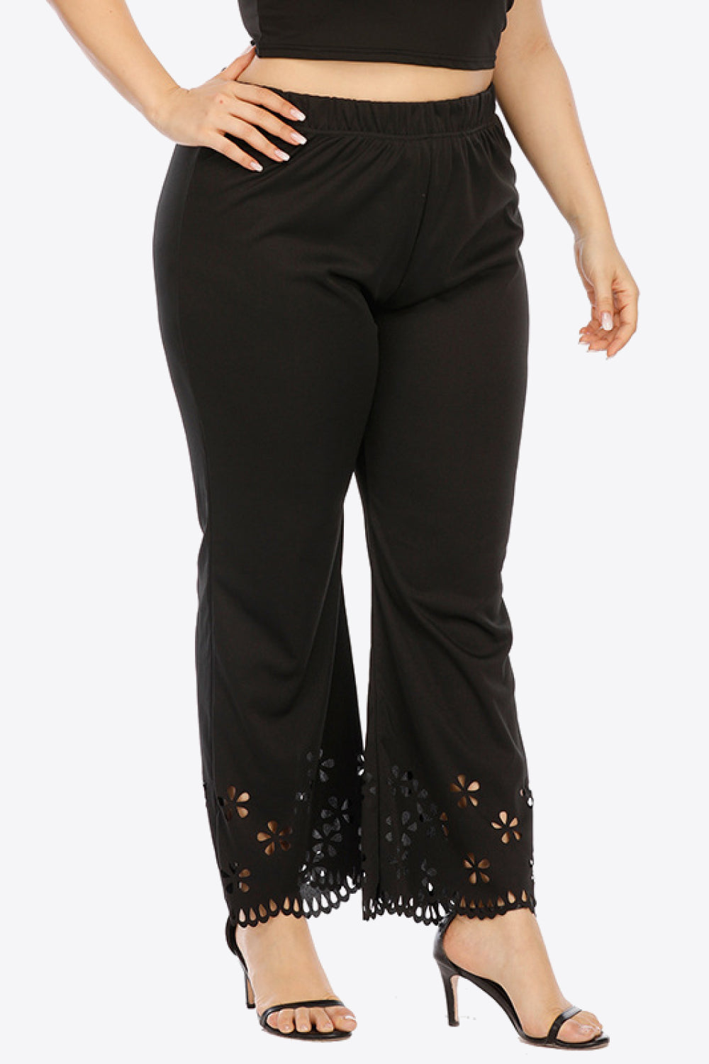 Plus Size Openwork Elastic Waist Pants  Pants- Doll Fits