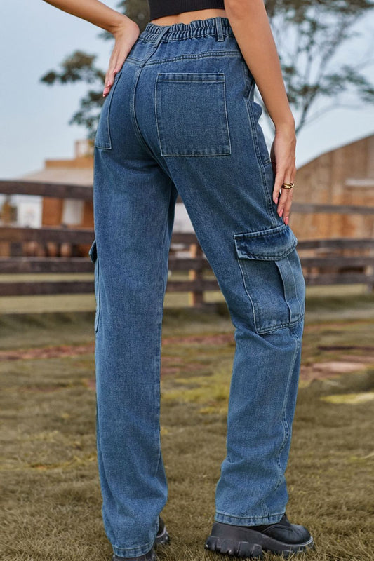 Loose Fit Long Jeans with Pockets  - Doll Fits