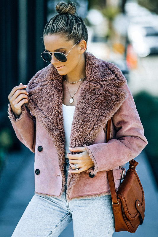 Plush Lining Suede Double-Breasted Jacket  Coats & Jackets- Doll Fits