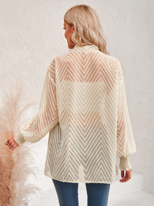 Lantern Sleeve Open Front Sheer Cardigan  Coats & Jackets- Doll Fits