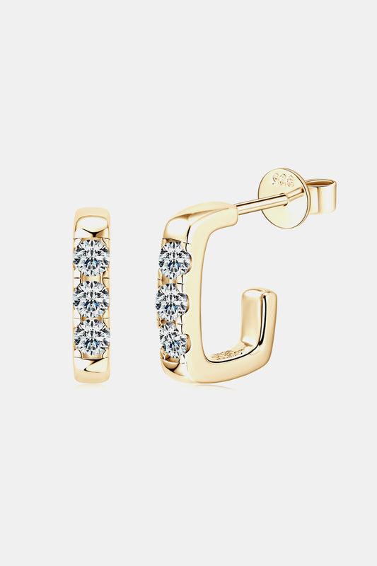 Moissanite 925 Sterling Silver Geometrical Huggie Earrings  Earrings- Doll Fits