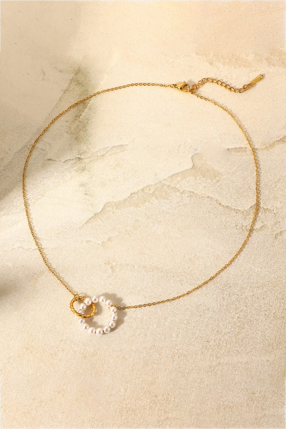 Pearl Hoop Link Pendant Necklace  Necklaces- Doll Fits