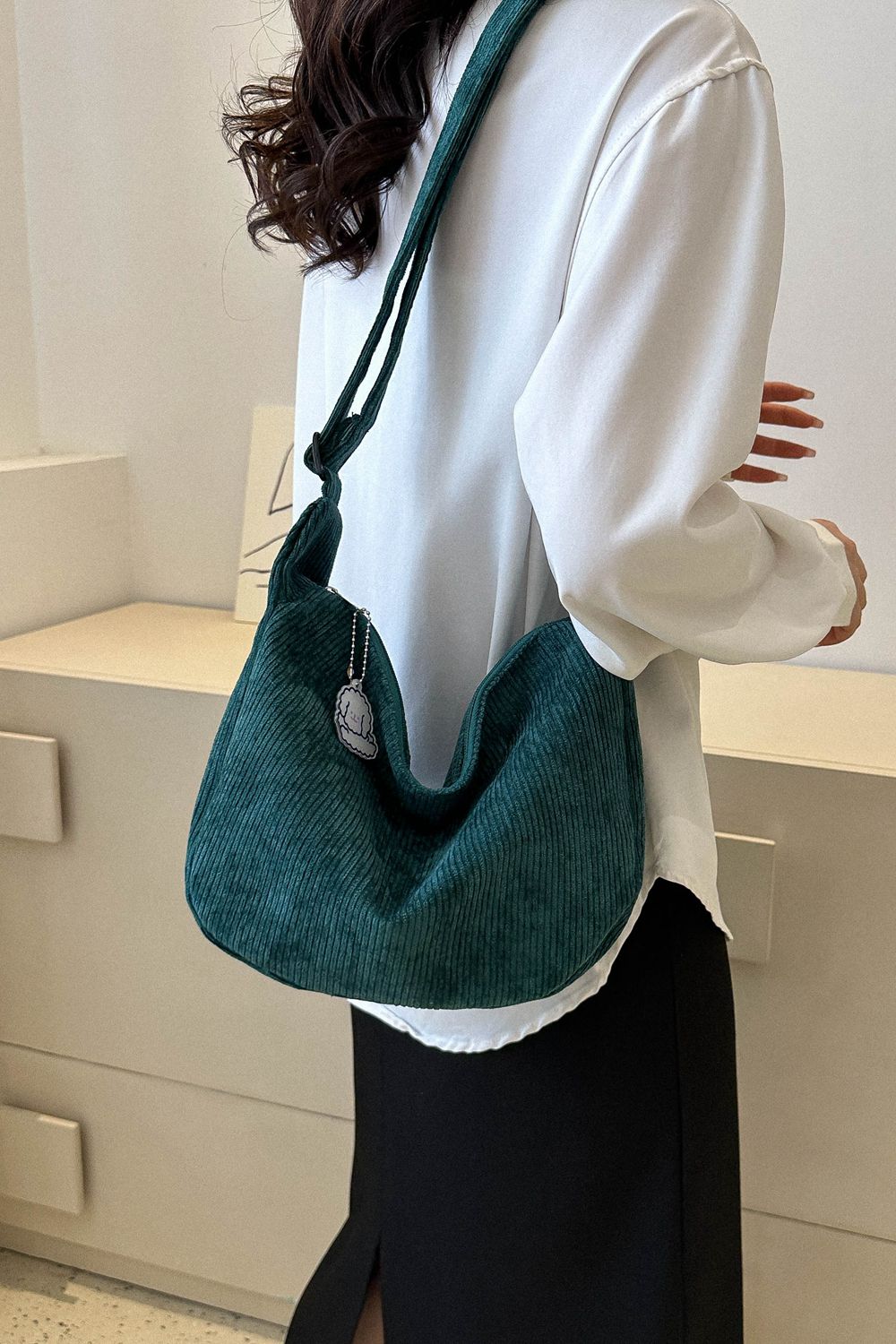 Large Corduroy Shoulder Bag  Handbags- Doll Fits