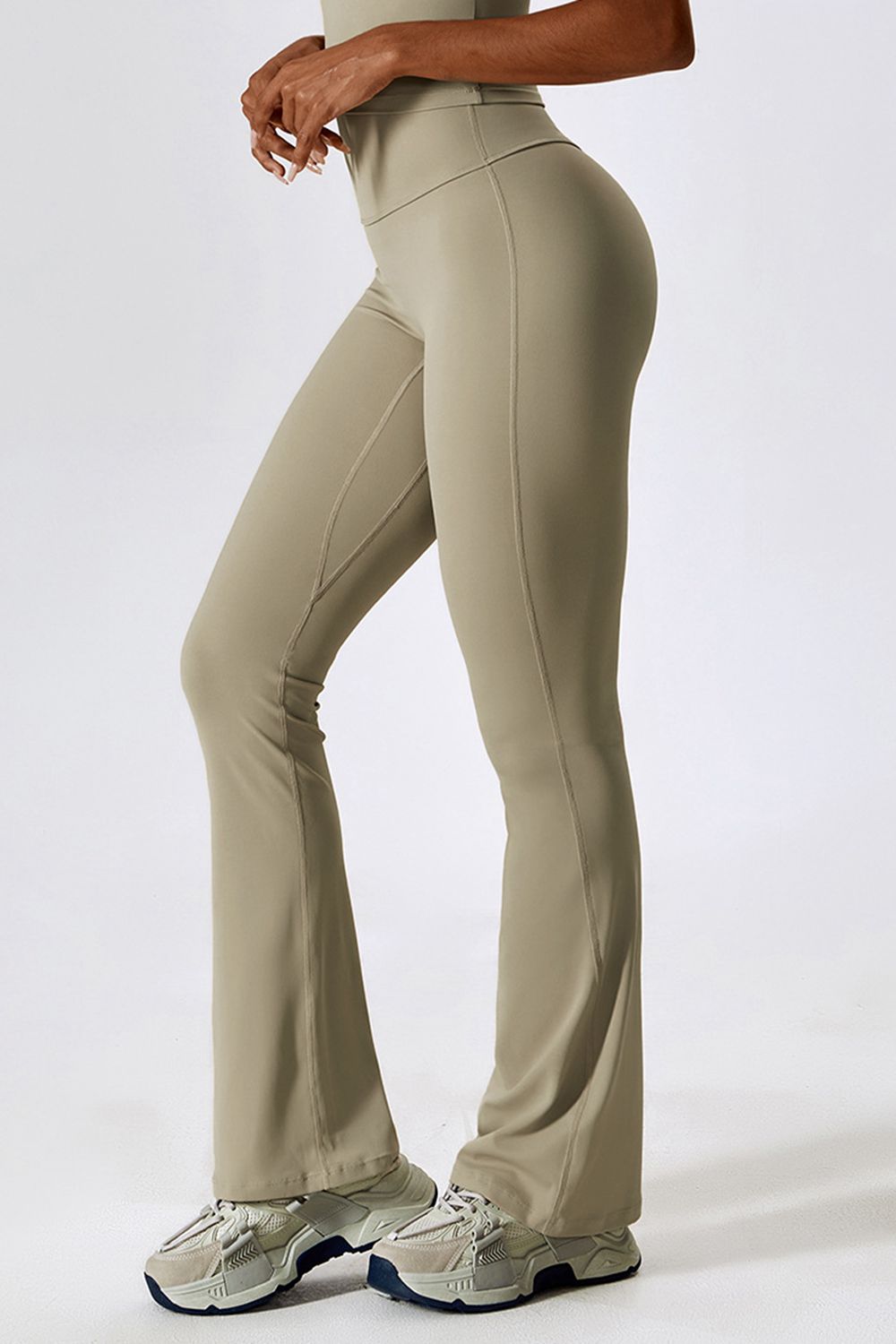 Wide Waistband Slim Fit Wide Leg Sports Leggings  - Doll Fits