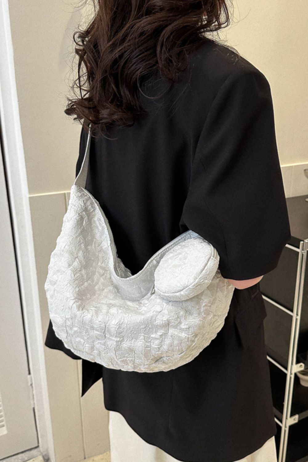 Textured Polyester Shoulder Bag  - Doll Fits