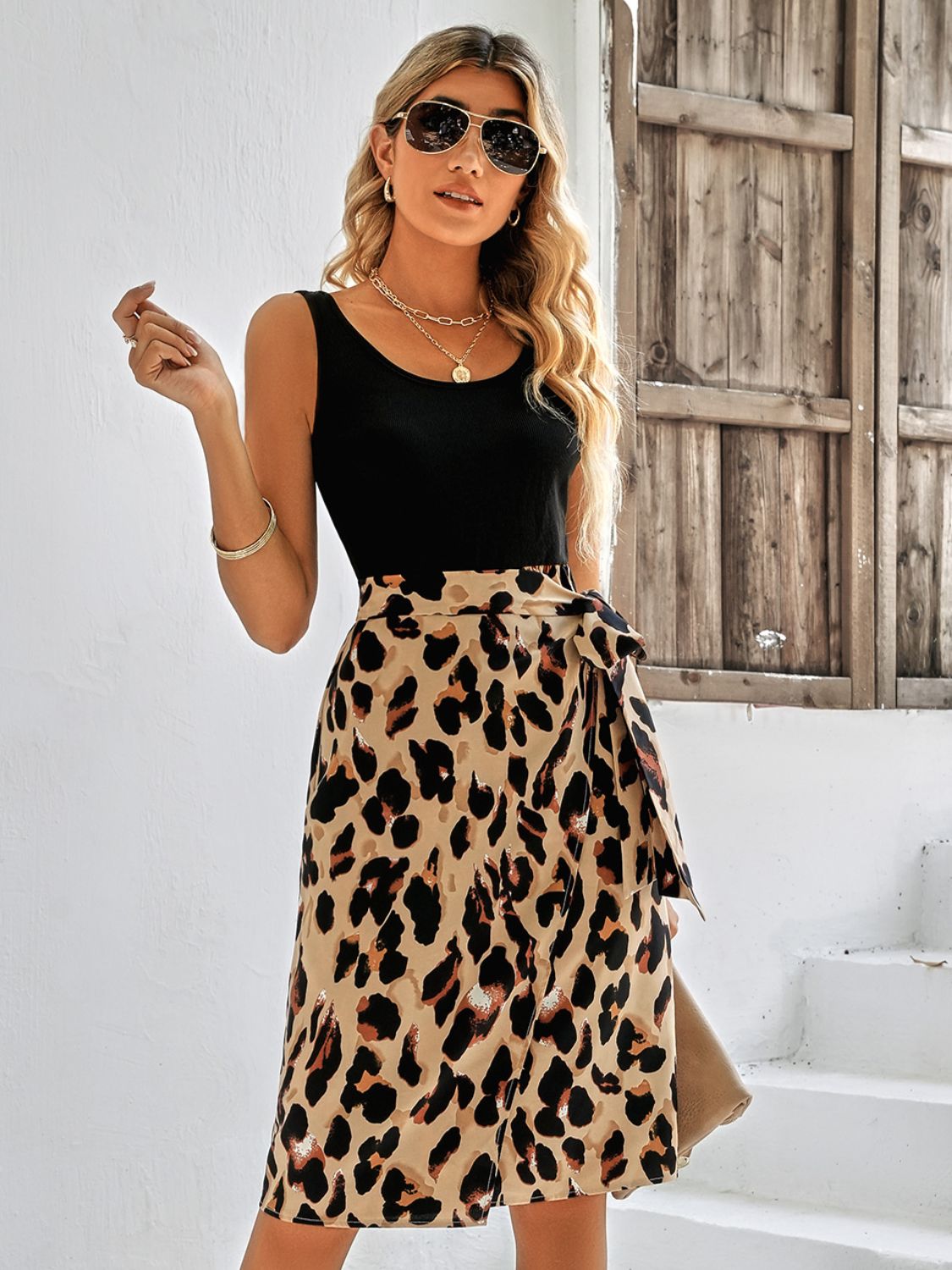 Printed Scoop Neck Sleeveless Dress  Dresses- Doll Fits