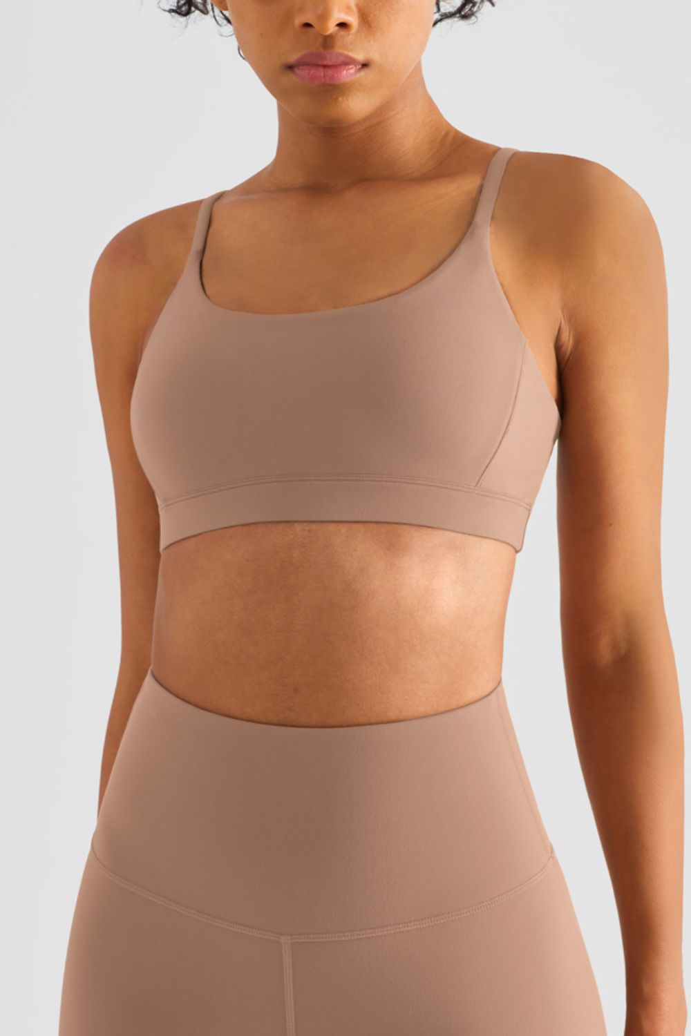 Spaghetti Strap Round Neck Sports Bra  - Doll Fits