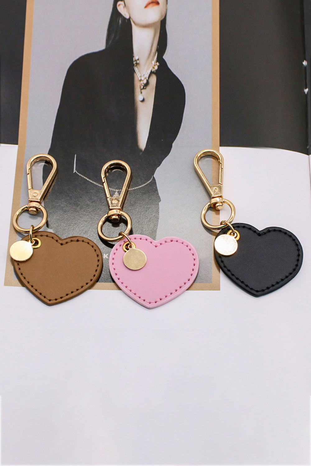 Assorted 4-Pack Heart Shape PU Leather Keychain  Keychains- Doll Fits