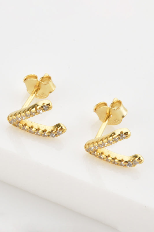 Zircon Letter V Stud Earrings  Earrings- Doll Fits