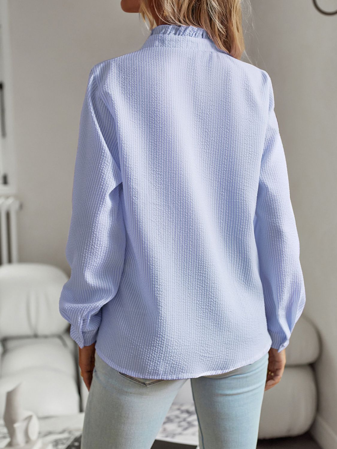 Ruffle Trim Long Sleeve Shirt  - Doll Fits