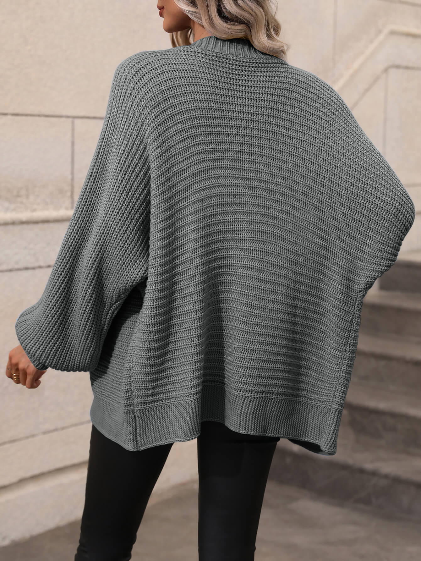 Button Down Horizontal-Ribbing Longline Cardigan  Coats & Jackets- Doll Fits