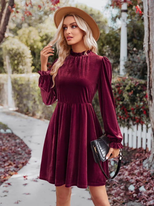 Long Flounce Sleeve A-Line Dress  Dresses- Doll Fits