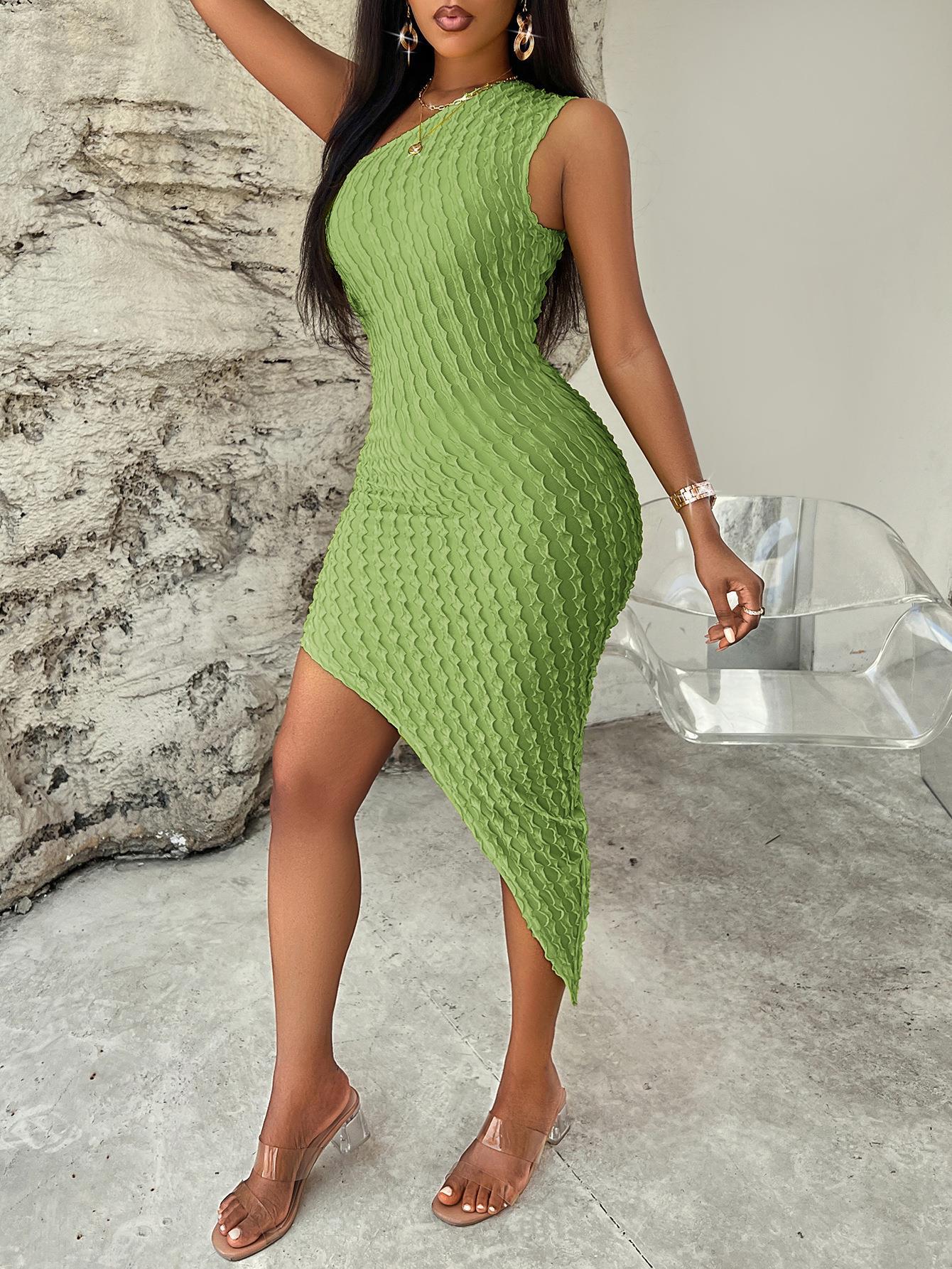 Sleeveless Asymmetrical One Shoulder Dress  Dresses- Doll Fits
