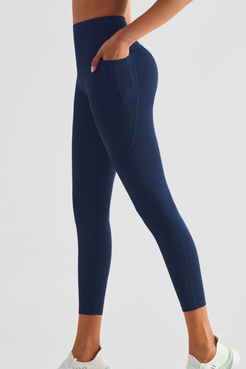 Wide Waistband Sports Leggings with Pockets  - Doll Fits