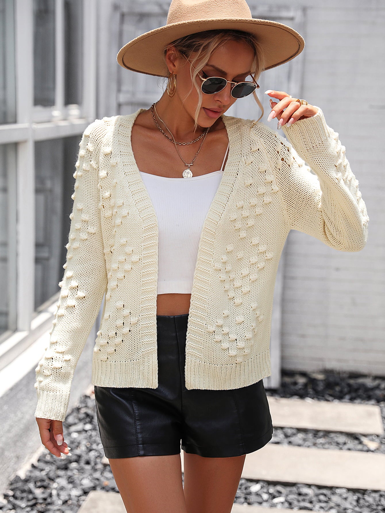 Open Front Long Sleeve Cardigan  - Doll Fits