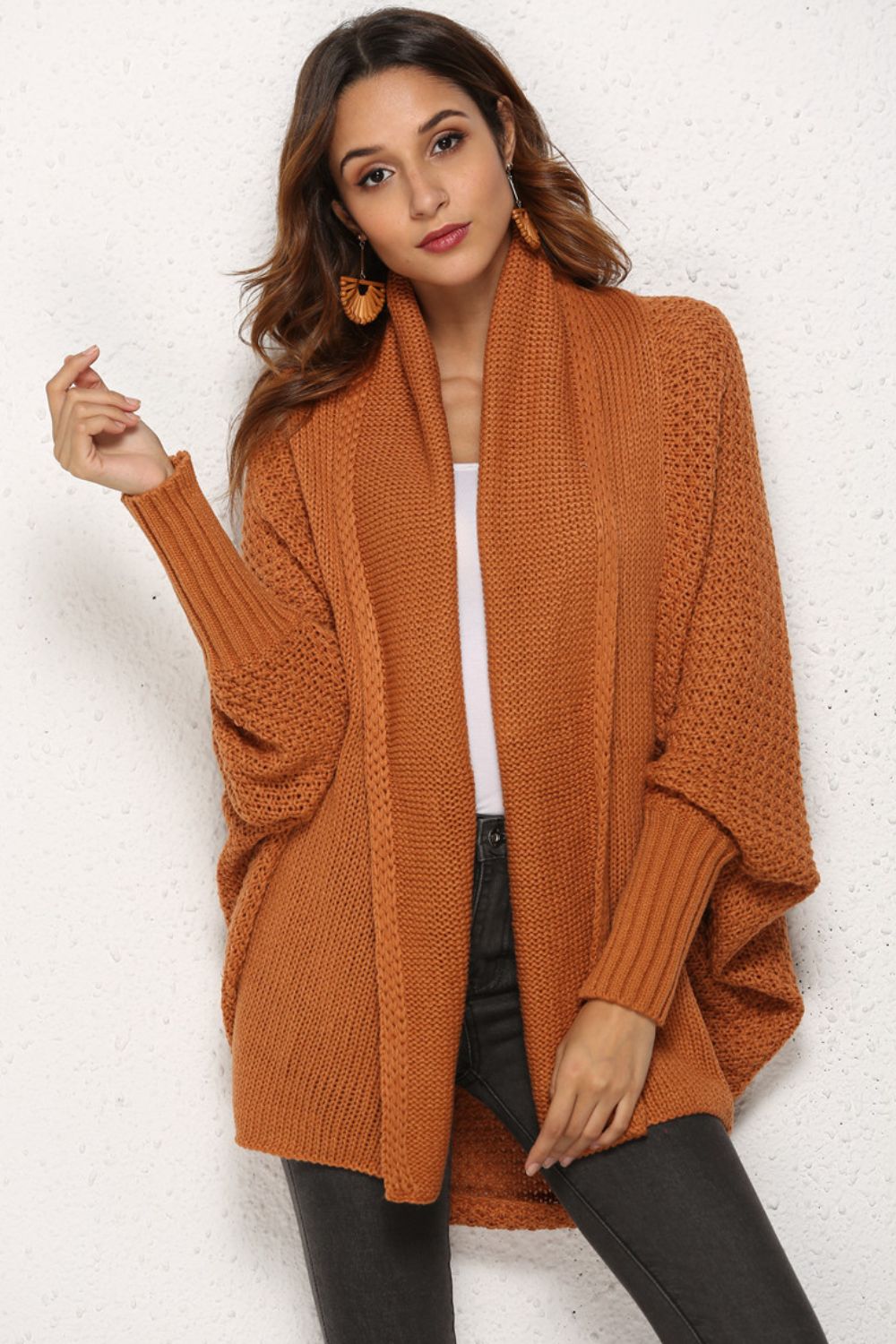 Open Front Dolman Sleeve Longline Cardigan  Shirts & Tops- Doll Fits