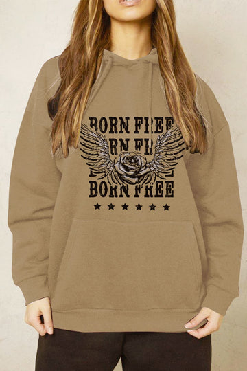 Simply Love Simply Love Full Size BORN FREE Graphic Hoodie  - Doll Fits
