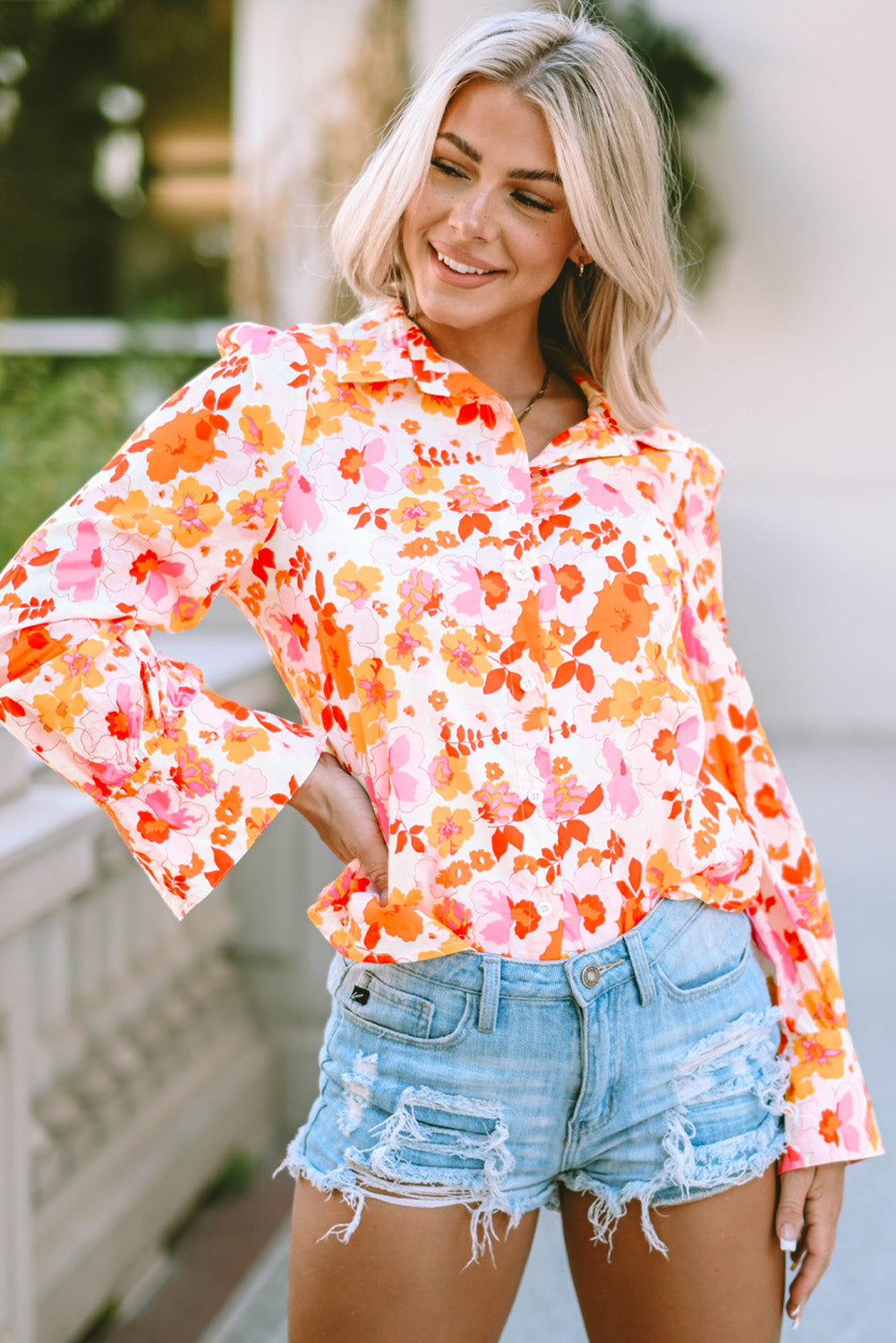 Floral Collared Neck Shirt  - Doll Fits