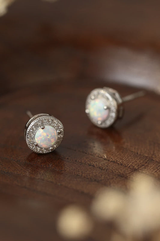 Opal 4-Prong Round Stud Earrings  Earrings- Doll Fits