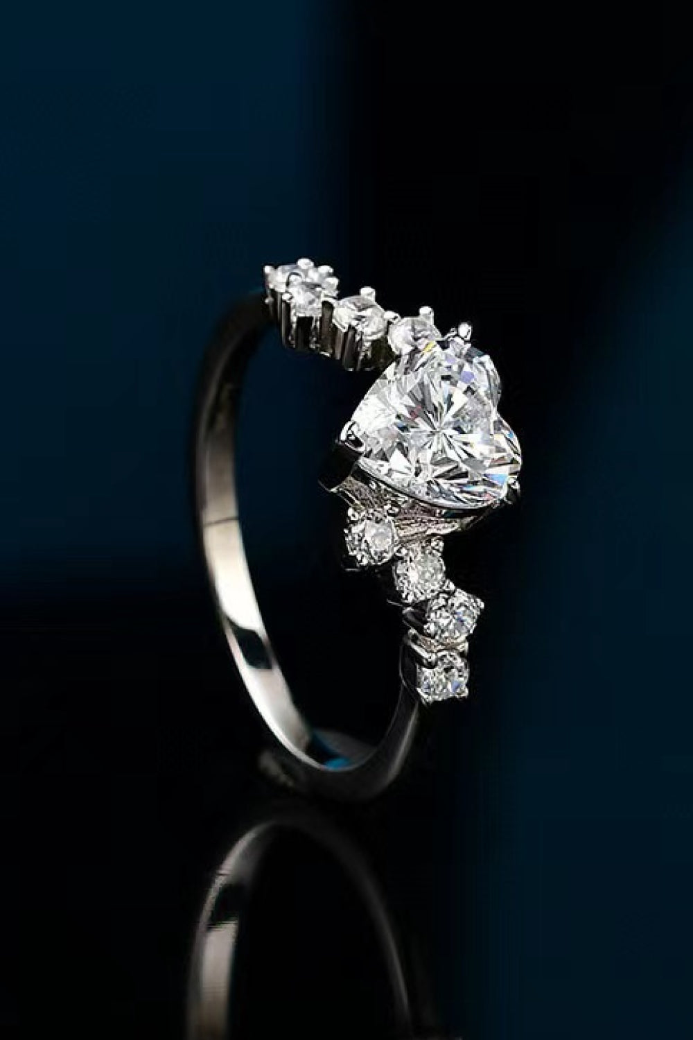 1 Carat Moissanite Heart 925 Sterling Silver Ring  Rings- Doll Fits