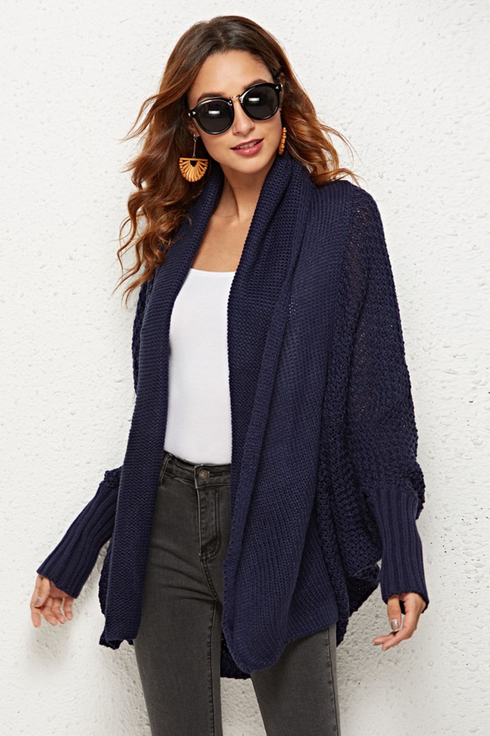 Open Front Dolman Sleeve Longline Cardigan  Shirts & Tops- Doll Fits