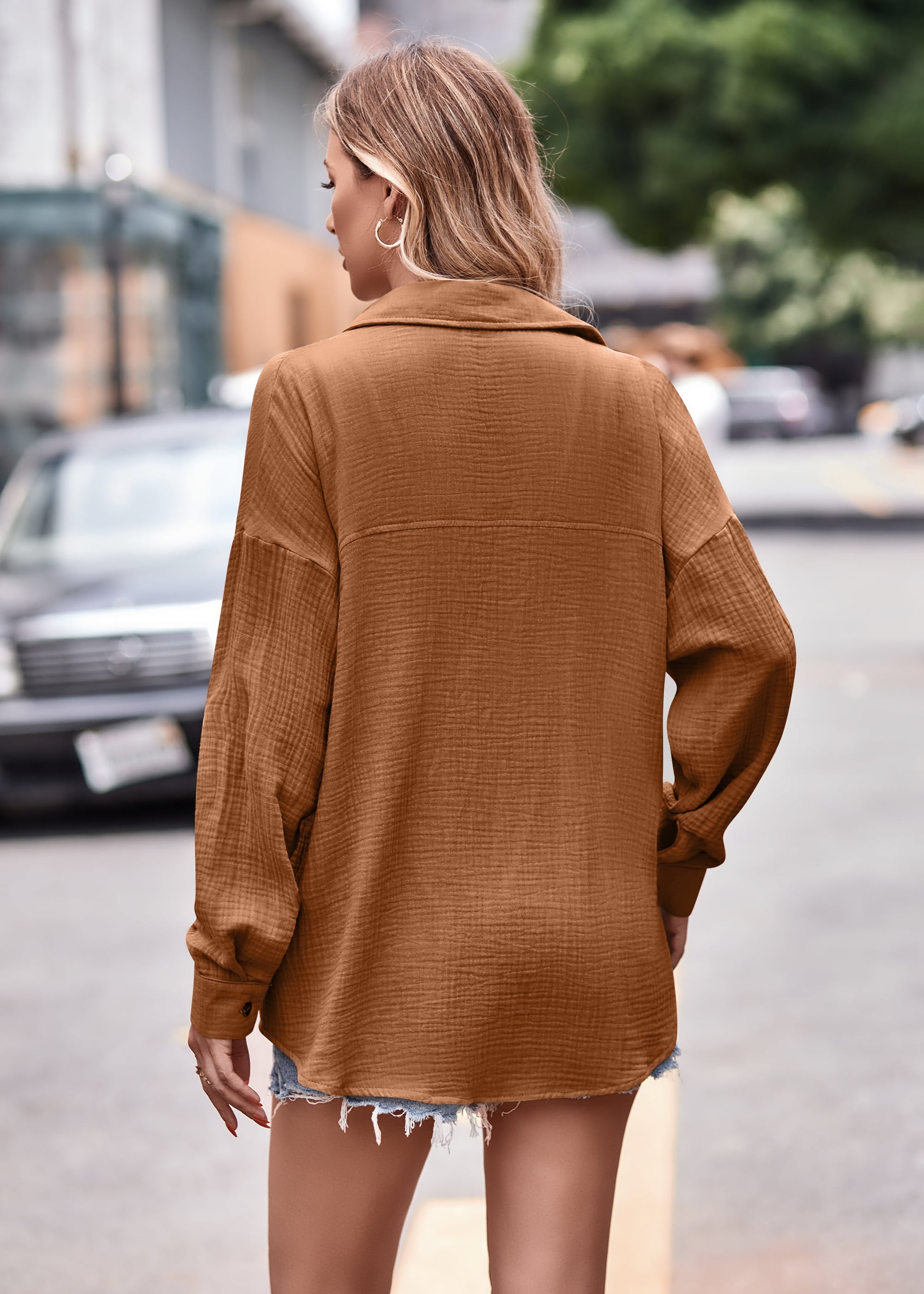 Textured Dropped Shoulder Longline Shirt  - Doll Fits