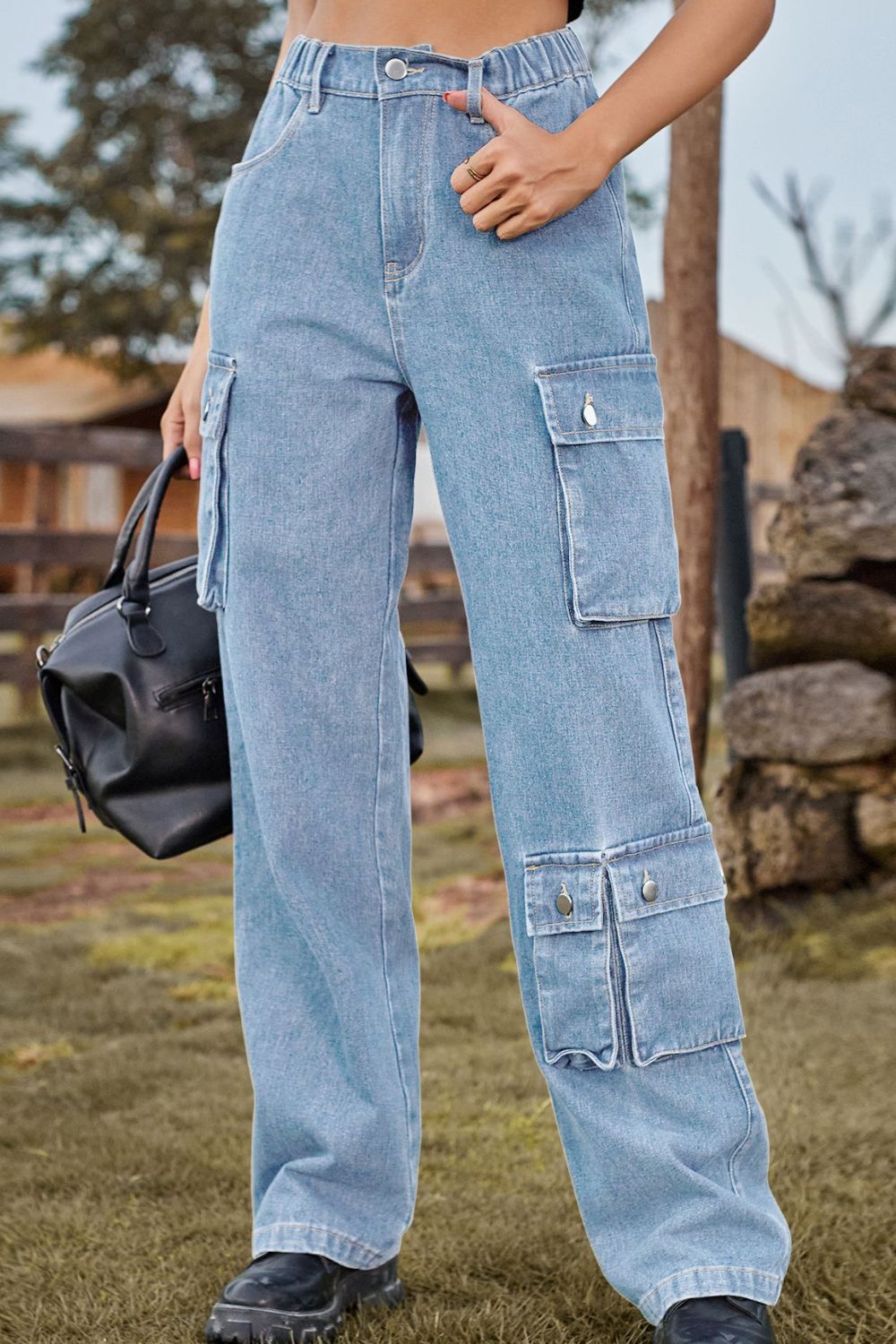 Loose Fit Long Jeans with Pockets  - Doll Fits