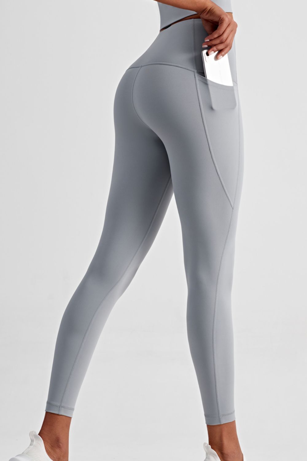 Wide Waistband Sports Leggings with Side Pockets  - Doll Fits