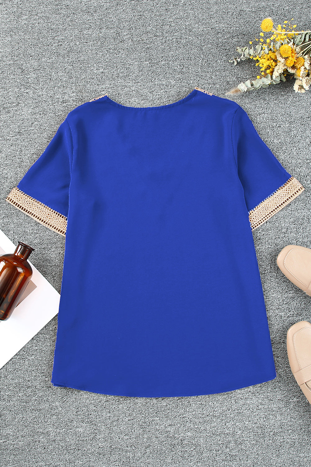 Contrast V-Neck Blouse  Shirts & Tops- Doll Fits