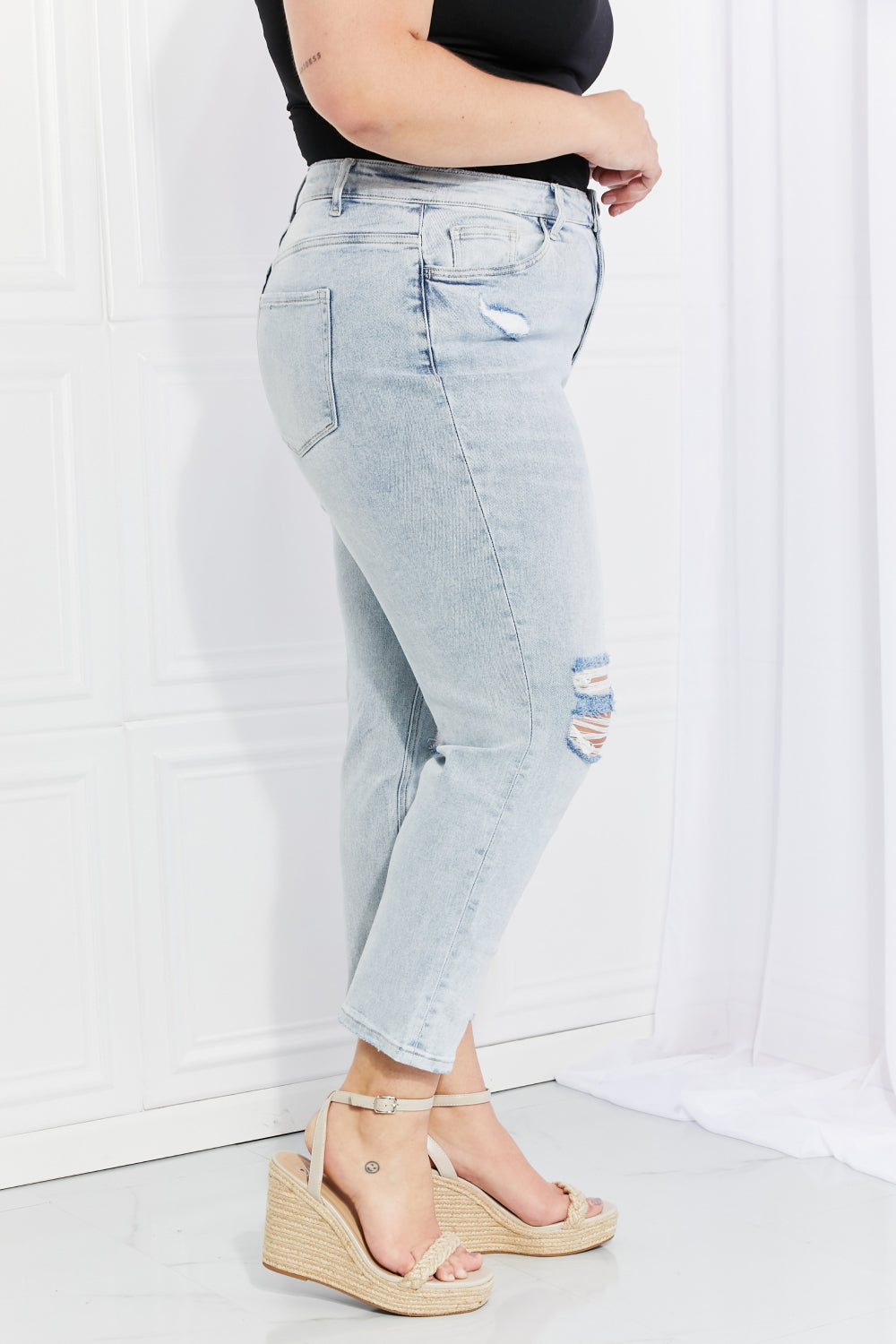 Vervet by Flying Monkey Stand Out Full Size Distressed Cropped Jeans  Pants- Doll Fits