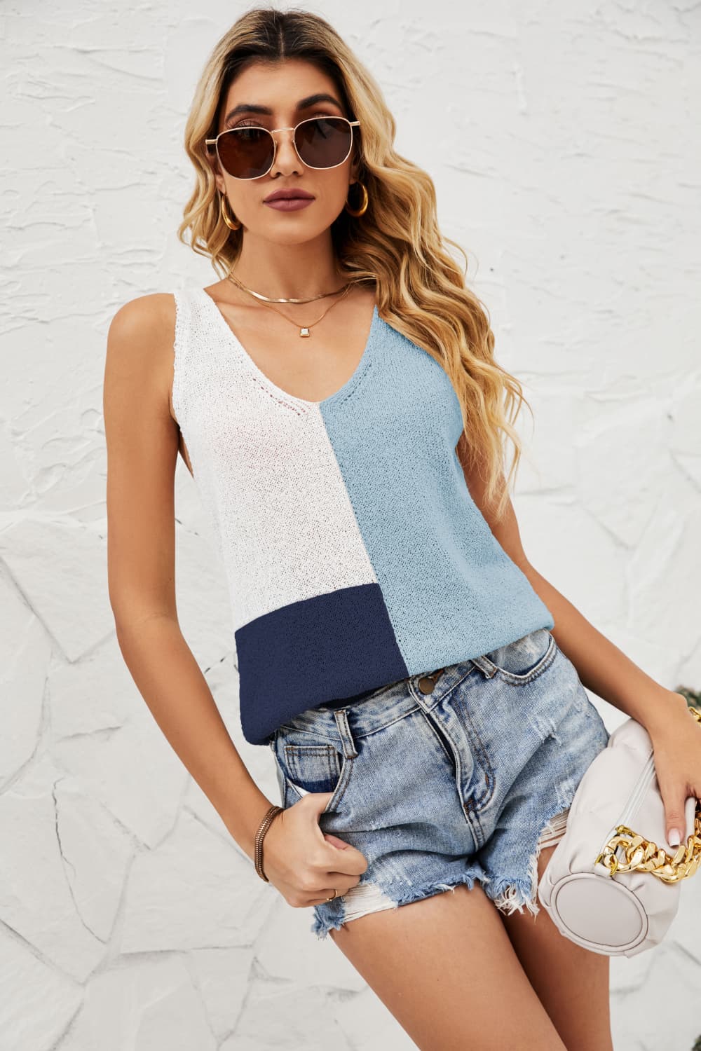 Color Block Knit Tank  Shirts & Tops- Doll Fits