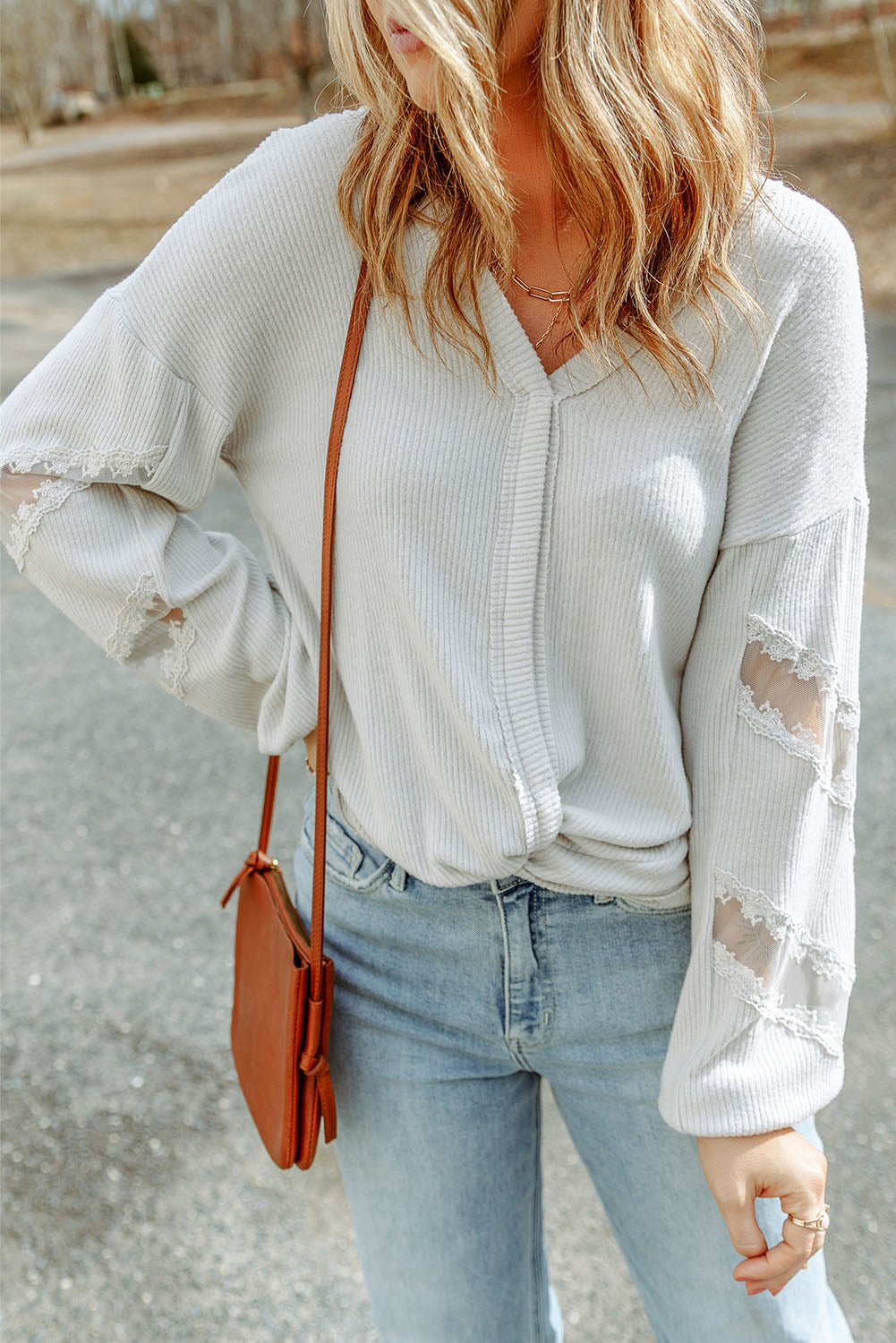 V-Neck Dropped Shoulder Blouse  - Doll Fits