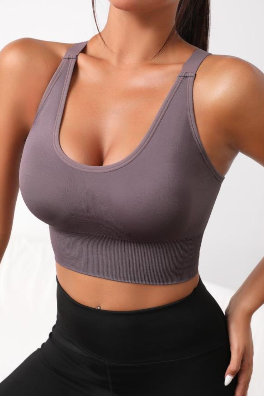 Scoop Neck Long Active Bra  - Doll Fits