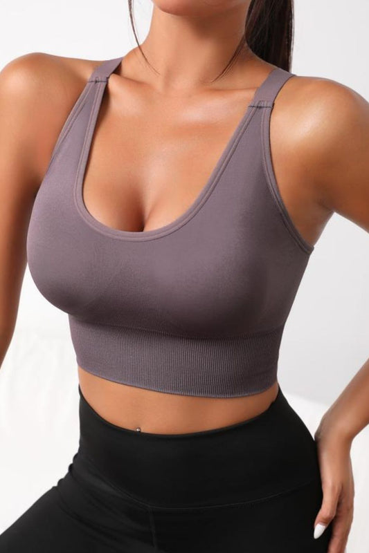 Scoop Neck Long Active Bra  - Doll Fits