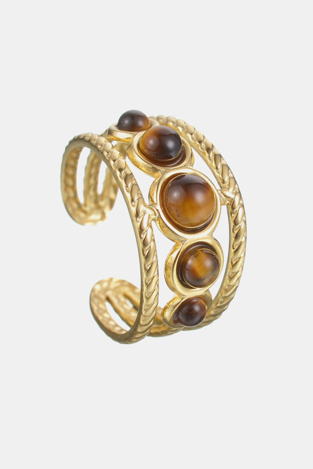 18K Gold Plated Nature Stone Open Ring  - Doll Fits