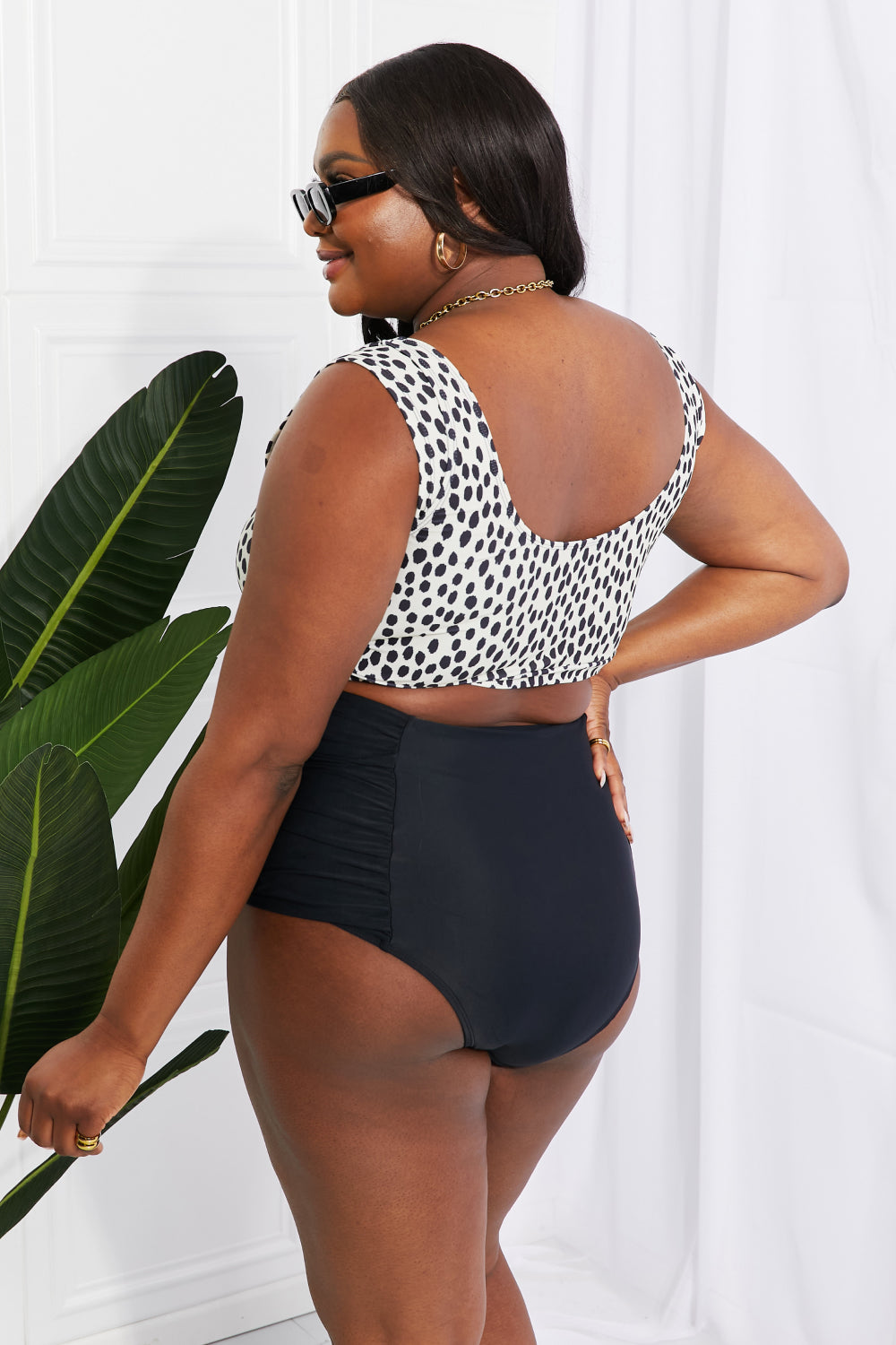 Marina West Swim Sanibel Crop Swim Top and Ruched Bottoms Set in Black  Swimwear- Doll Fits